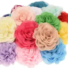 12 pçs chiffon babados flor do cabelo 7cm chiffon flores acessórios para o cabelo acessório moda decoração casamento flor para bandana