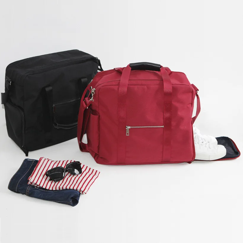 Водонепроницаемые нейлоновые дорожные сумки для женщин и мужчин, Большая вместительная сумка для путешествий, органайзер, упаковка багажа на выходные, сумки на плечо, красные