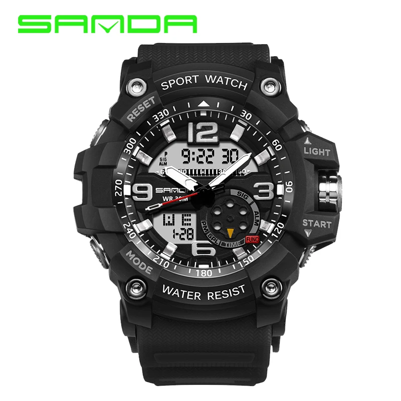 

SANDA 759 Men's Military Sport Watch LED Fashion Cool Quartz Digital Watch Relogio Masculino Waterproof Watch Men Clock