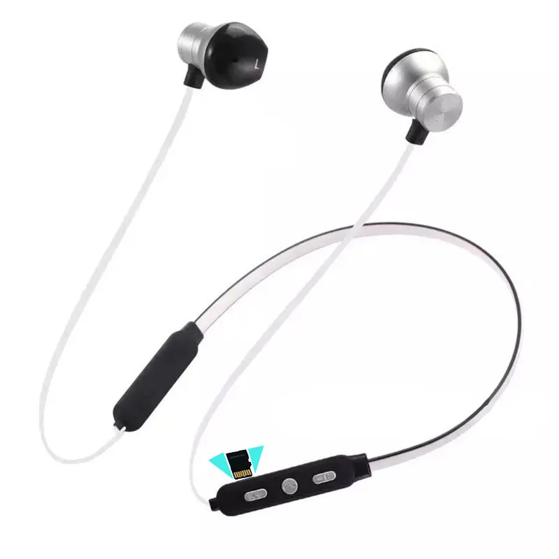 Sports Bluetooth Earphones Stereo Support TF Card Bass Headset With Mic Volume Control Earplug Neckband Earpiece For Phone PC DJ |
