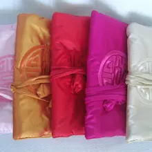 Вышитое счастливое путешествие блестящее украшения ролл сумка для хранения складной обыкновенный косметический пакет на шнурке 3 молнии женская сумка для макияжа 10 шт./партия