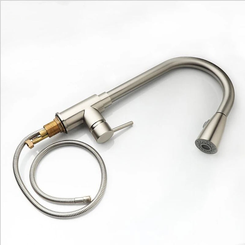 High Quality Kitchen Faucet Brass High Arch Kitchen Sink Faucet Pull Out Cold And Hot Water Mixer