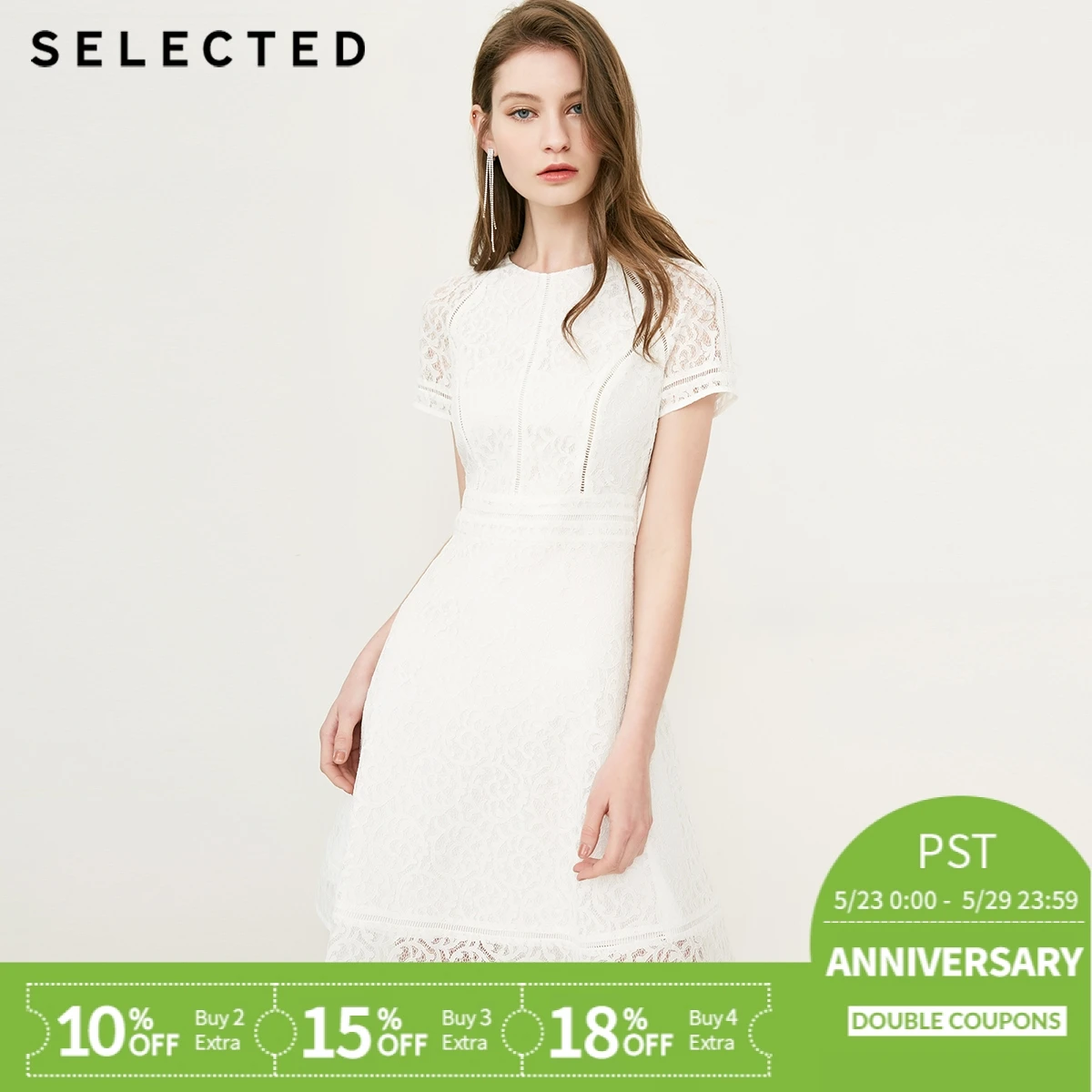 

SELECTED women's new lace high waist slim dress S|41822J509