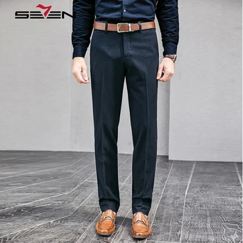 

Seven7 2018 New Autumn Winter Navy Blue Pants Men Casual Business Trousers Male Straight Formal Office Dress Pants 113B70030
