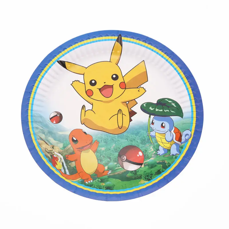 

10pcs/lot Disposable Tableware Cartoon Plates Pokemon Birthday Party Decoration Kid For Home Event Party Supplies Plates