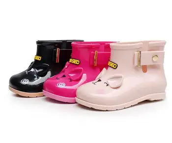 

New Arrival Mini Sed Brand Children Cat Rain Boots Girls Jelly Water Boots Princess Shoes Soft Boots KIDS Anti-Skid Shoes