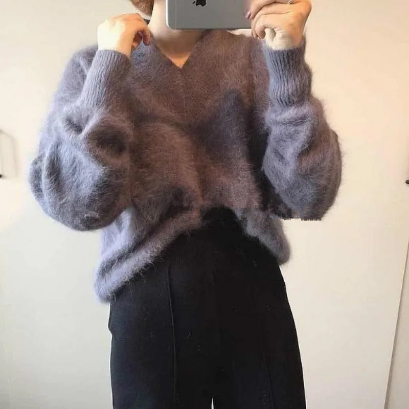 

Women Winter Sweater Knitted Tops Pullovers V-neck Jumper Casual Plus Size Korean Clothes Pull Femme Sueter Mujer Truien Dames