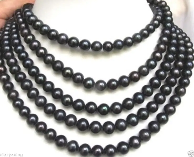 

FREE SHIPPING HOT sell new Style >>>>AAA PERFECT 9-10mm BLACK SOUTH SEA PEARL NECKLACE 85