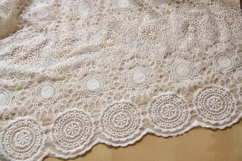 

ivory embroidered lace fabric for curtain, wedding table cloth