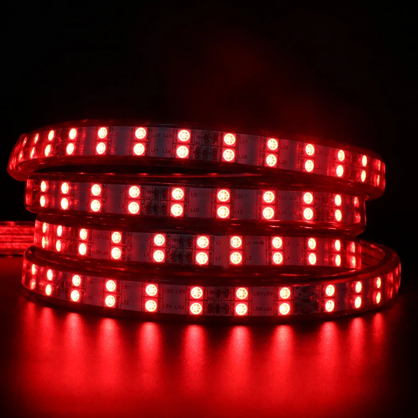 Светодиодная ленсветильник 220 В 5050 RGB 60 светодиодов/м 120 двухрядная