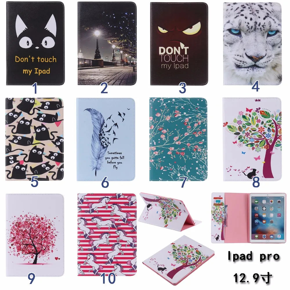 

For iPad Pro 12.9 Case Stylish Art Print Slim PU Leather Flip Smart Stand Case with Card Slots for Apple iPad Pro 12.9 Cover