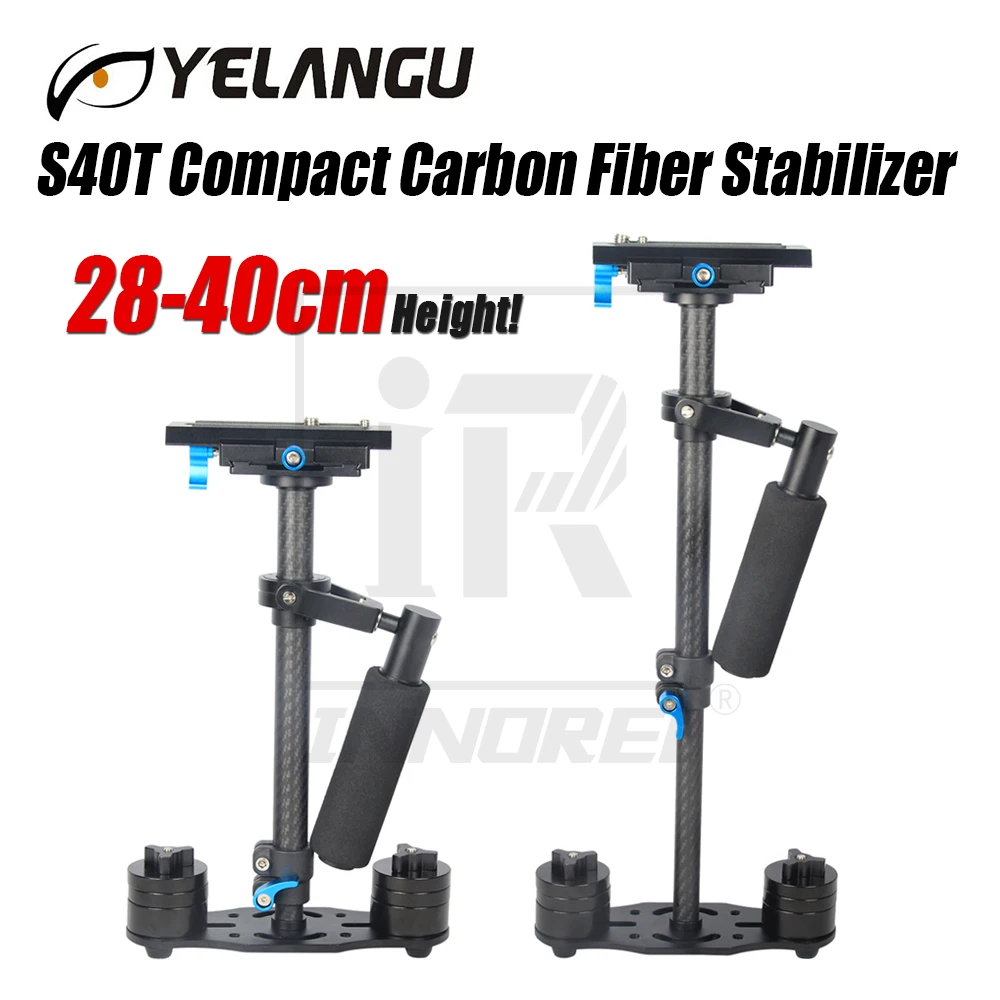 

YELANGU S40T Compact Professional Carbon Fiber Steadicam Handheld Stabilizer For DSLR Camera Video 28-40cm Height 1.5kg Weight