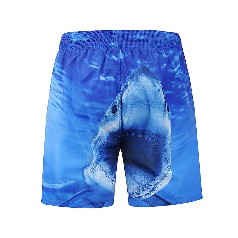 Mens Beach Board Shorts Quick Dry Big Shark Printed Beach Trunks Swimwear Casual Shorts For Men Surfing