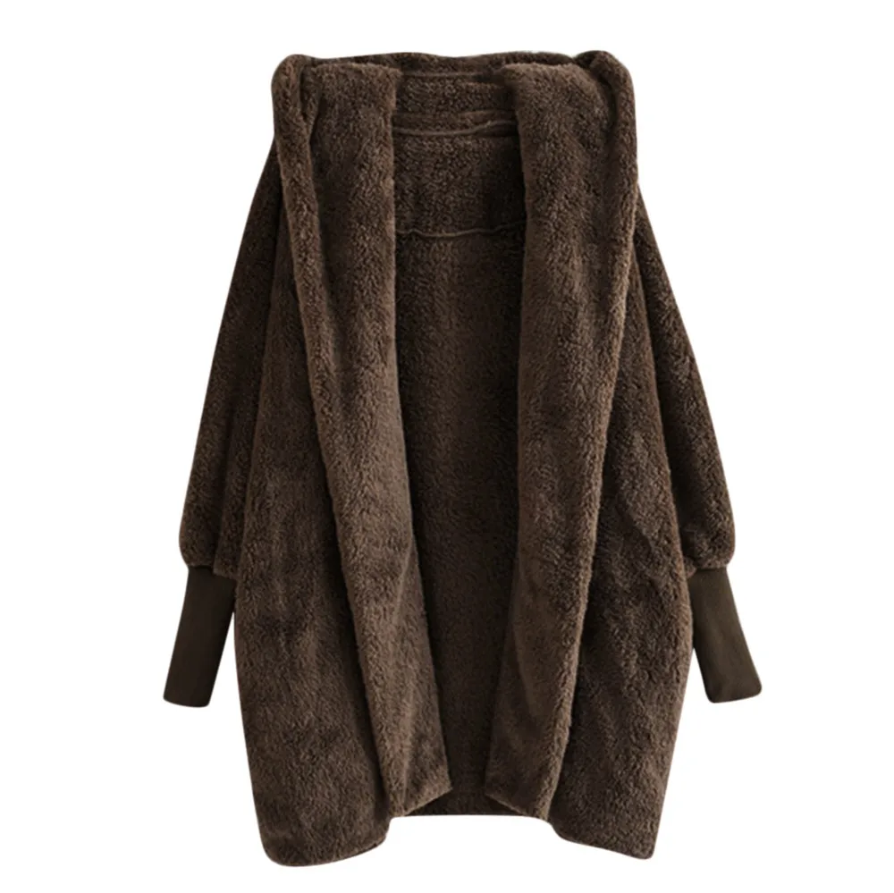 Женское пальто с капюшоном, зимнее теплое плюшевое хлопковое пальто с карманами, верхняя одежда, повседневная куртка с капюшоном, верхняя одежда для женщин