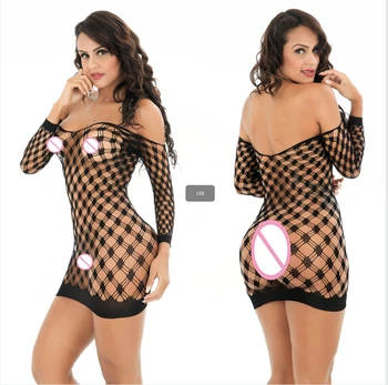 

Women's Sexy Lingerie Hot Bodysuits Costumes For Women Bodystocking Open Crotch Dress Babydolls Underwear Hollow Out Plus Size