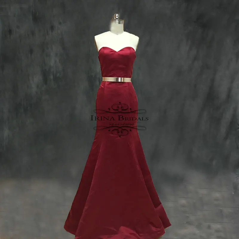 Длинное вечернее платье без бретелек красное вечернее платье русалки с золотым металлом