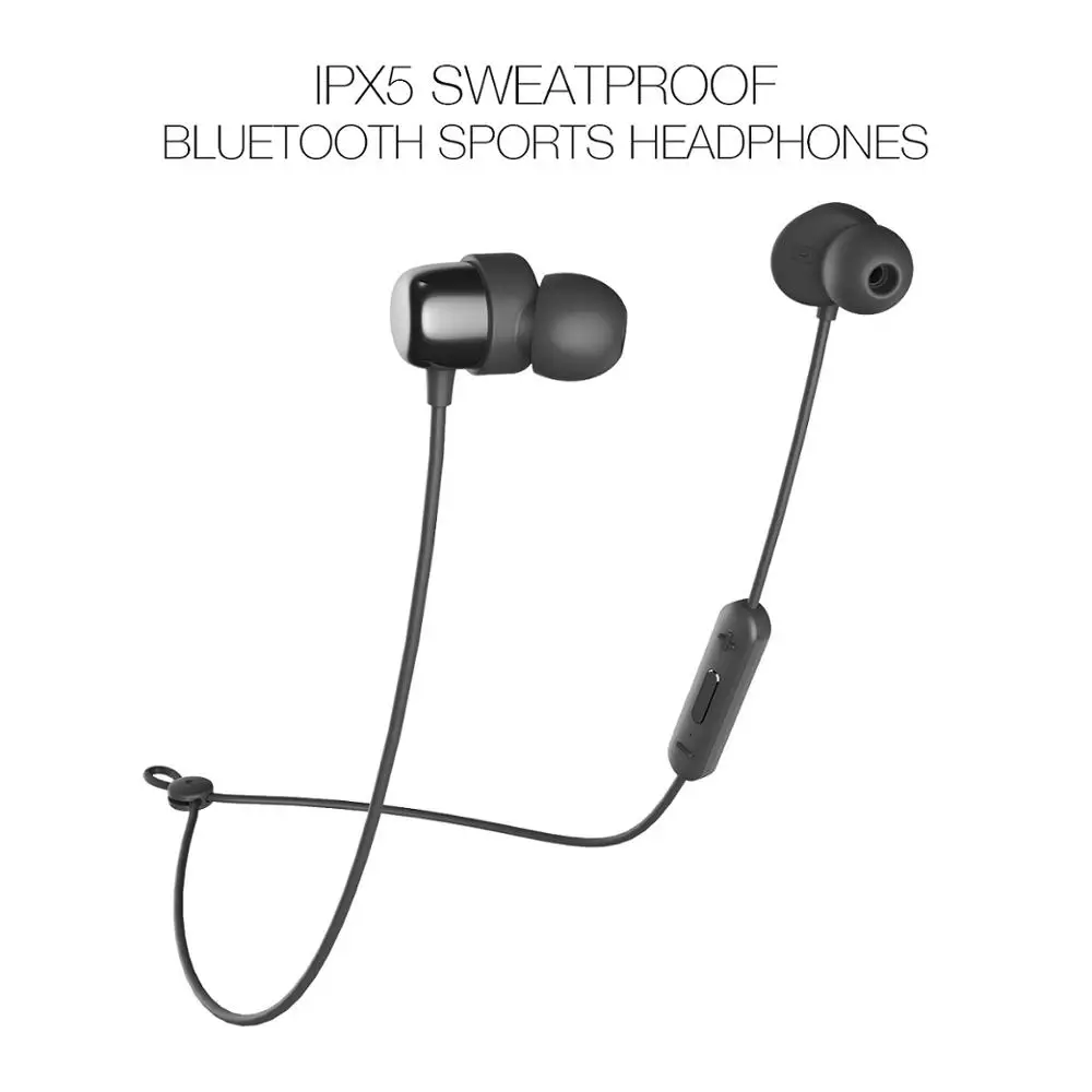 HAVIT Bluetooth наушники спортивные наушники IPX5 водонепроницаемые V4.2 магнитные наушники с микрофоном 10 часов воспроизведения I39 - Цвет: Черный
