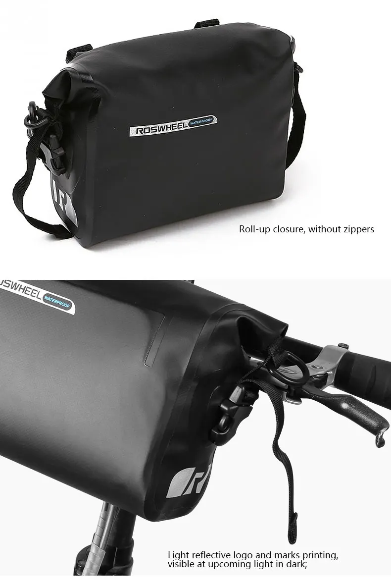 Flash Deal ROSWHEEL Hot New 3L Bicycle Bag Water Proof MTB Bike Handlebar Front Basket PVC Pannier Pouch Cycling Holdings Accessories 3
