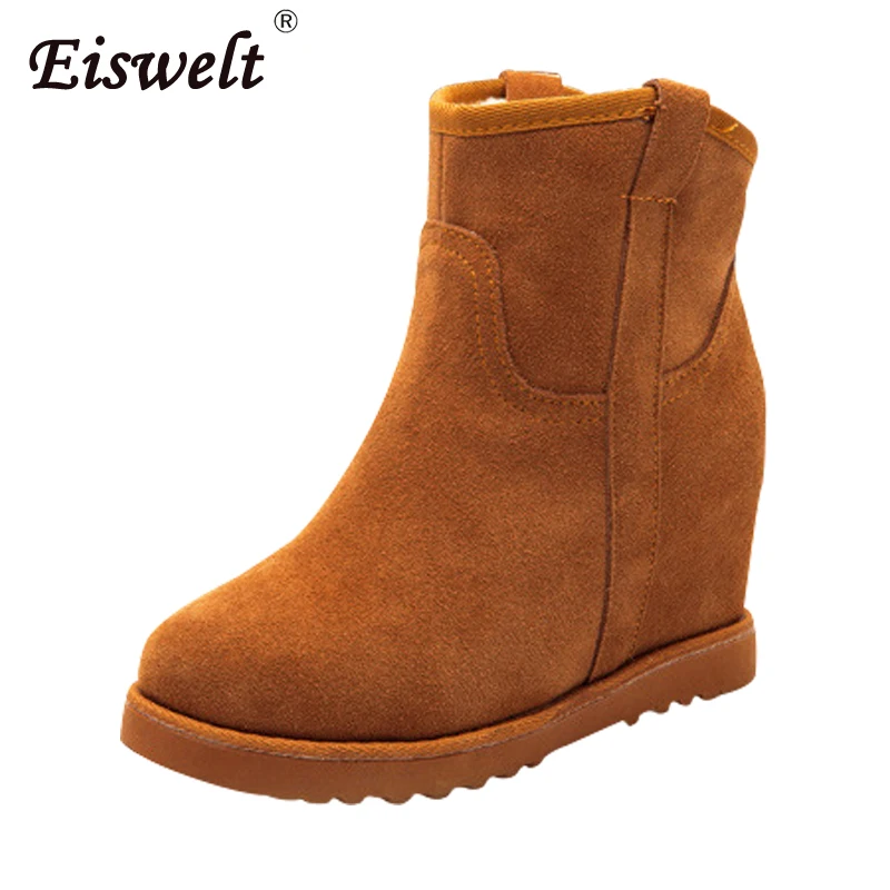 EISWELT/женские модные зимние сапоги; женская зимняя обувь из натуральной кожи на высоком каблуке; бархатные теплые женские сапоги