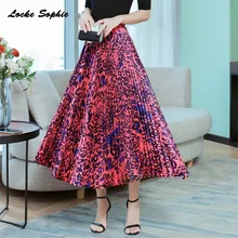 Высокая талия юбки женские плюс размер плиссированная юбка s Осенняя мода хлопок смесь печать плиссированная юбка женские повседневные юбки