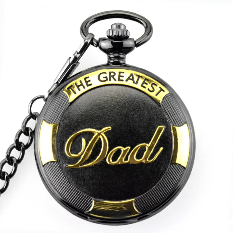 

Pocket Watch Black$Gold The Greatest DAD Quartz Pocket Watch With Belt Watch Chain Xmas Watch Gift for Father
