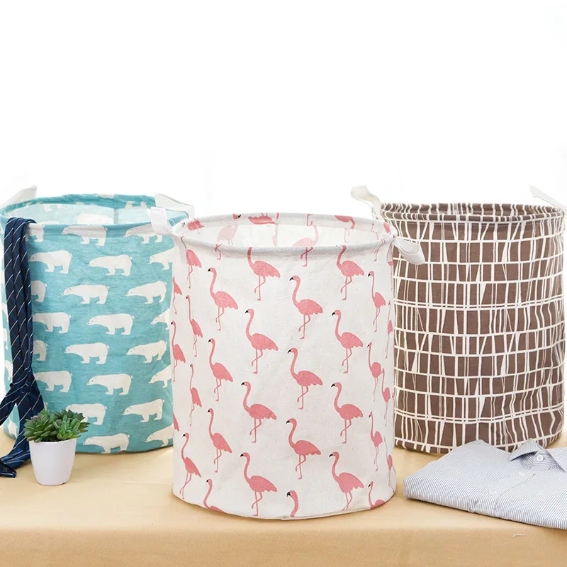 طوي القطن الكتان حقيبة الغسيل للماء قماش كبيرة INS الرباط سلة الغسيل لعب صندوق تخزين ملابس منظم مع غطاء