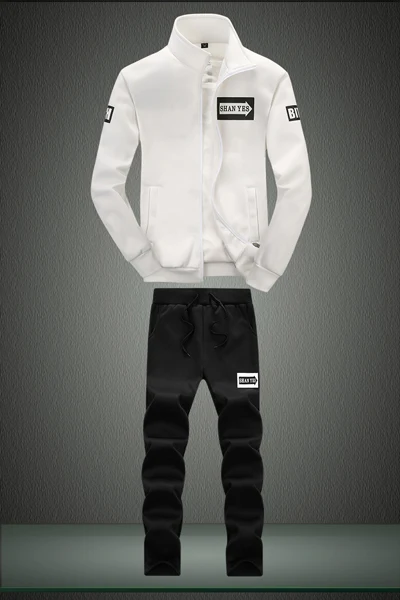 Зимний свитер, мужской тренировочный костюм chandal Hombre, теплые спортивные костюмы, комплекты брендовой мужской спортивной одежды, толстовки для отдыха, мужская одежда - Цвет: D75 black and white