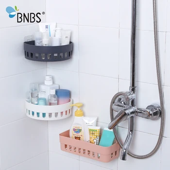 

BNBS Bathroom Corner Storage Rack Toilet Toilet Organizer Shower Wall Shelf With Suction Cup Kitchen Bathroom Accessory Shelves