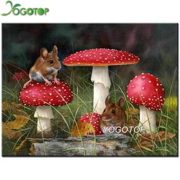 

YOGOTOP 5D Diy Diamond Painting Full Square Diamond Embroidery Cross Stitch Mosaic Rhinestones Decoration" mushroom mouse"QA507