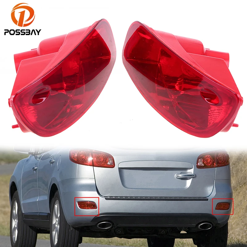 POSSBAY Car Rear Bumper Reflector Lights for Hyundai Santa Fe CM 2007 2008 2009 Pre facelift