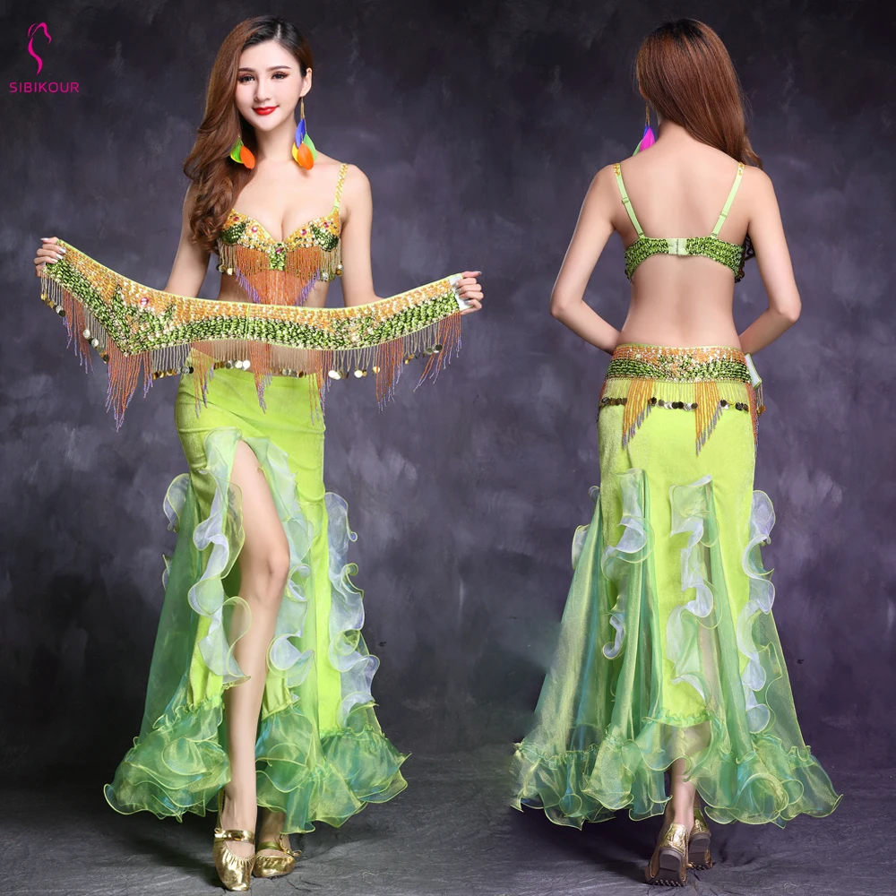 New Design Bellydance Costume For Women Belly Dancing Clothes Belly dance Skirt Oriental Bollywood Bra Belt Dress Set Adult