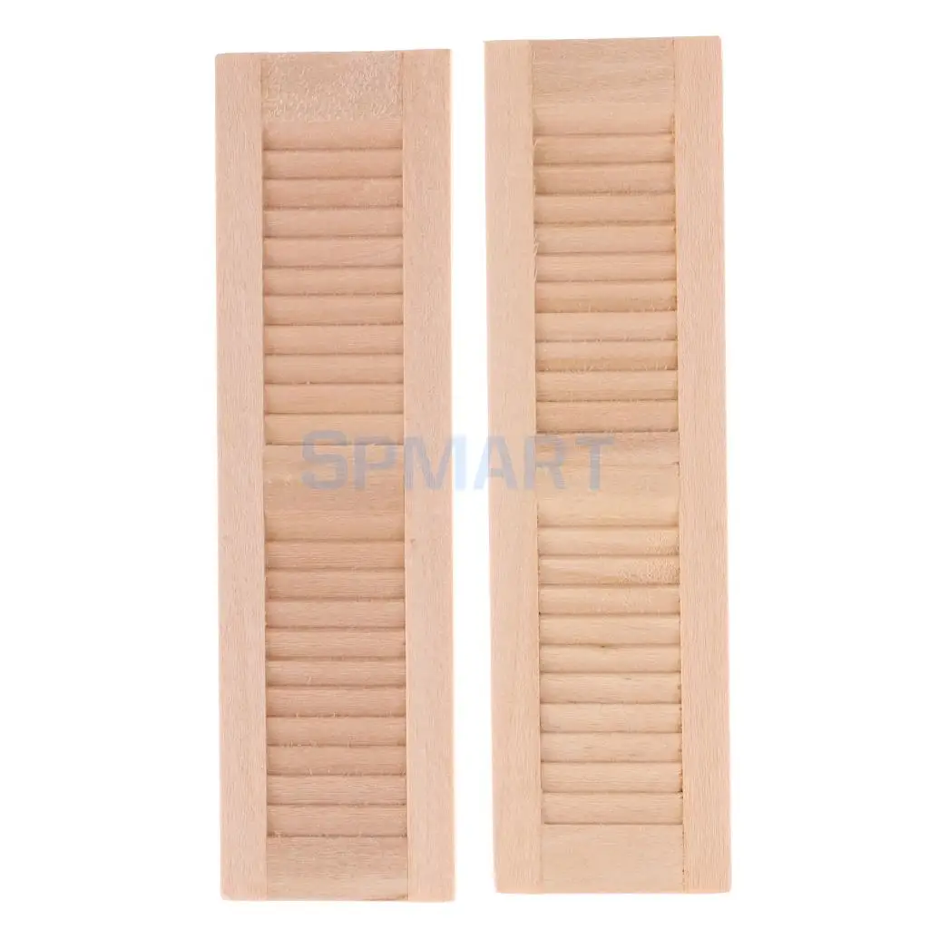 Set of 2pcs Handmade 1/12 Dollhouse Miniature Wooden Shutters DIY Window Furniture Decoration Accessories