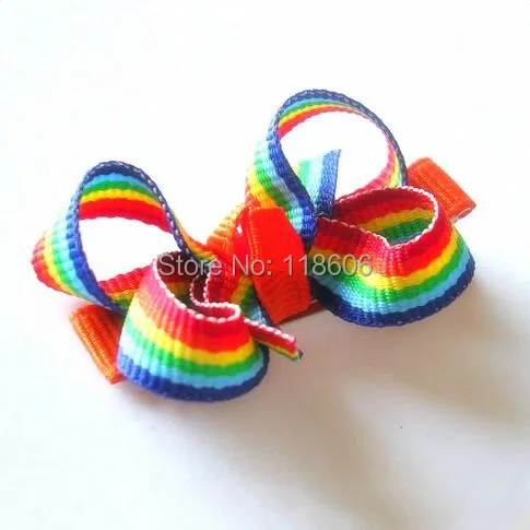 Rainbow Hair Bow 2 inch Twisted Boutique Small Bitty Bow.jpg