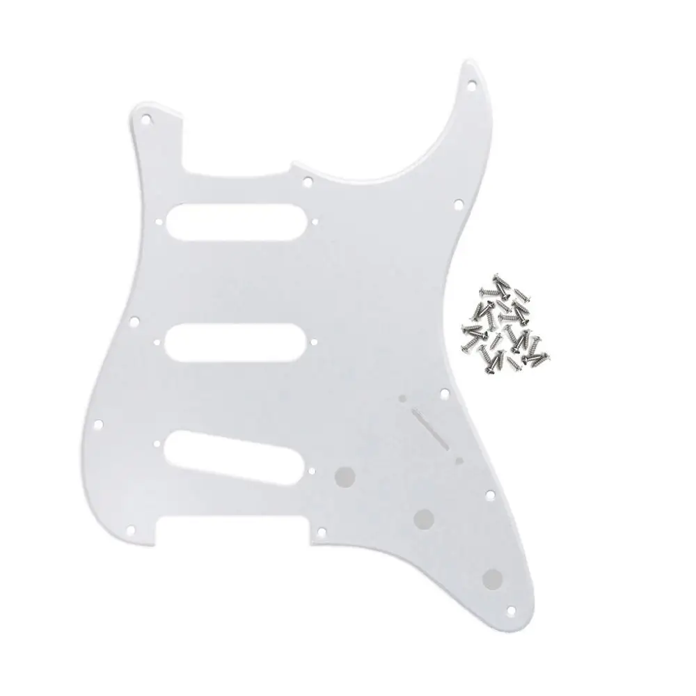 FLEOR 1 шт. Страт накладка на гитару sss pick Guard Scartch Plate w/pick guard винты для 11 отверстий гитарных частей, 20 цветов на выбор - Цвет: White 1ply