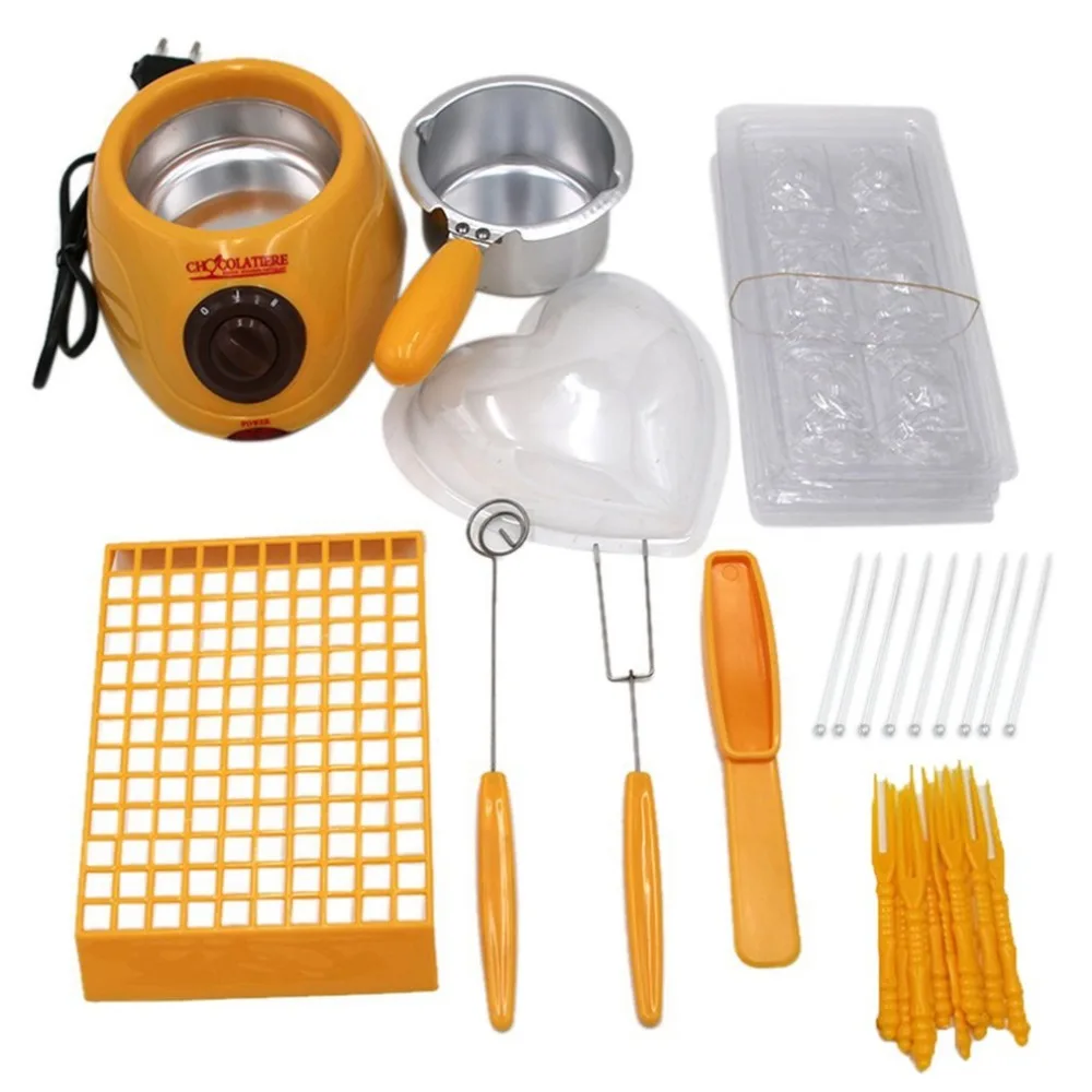 

Durable Hot Chocolate Melting Pot Electric Fondue Melter Machine Set DIY Tool EU plug Stainless steel&Plastic DIY Kitchen Tool