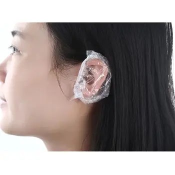 

100Pcs Thickened Disposable Plastic Waterproof Ear Protector Cover Caps Salon Hairdressing Dye Shield Earmuffs Shower Tool
