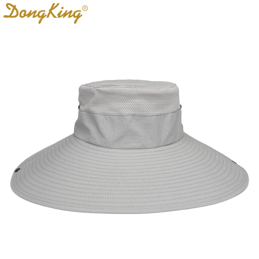 DongKing ведро шляпа большой козырек ветрозащитные струнные шапки супер большой пик Открытый Рыбалка Альпинизм шапки 5 цветов регулируемые - Цвет: Light Grey