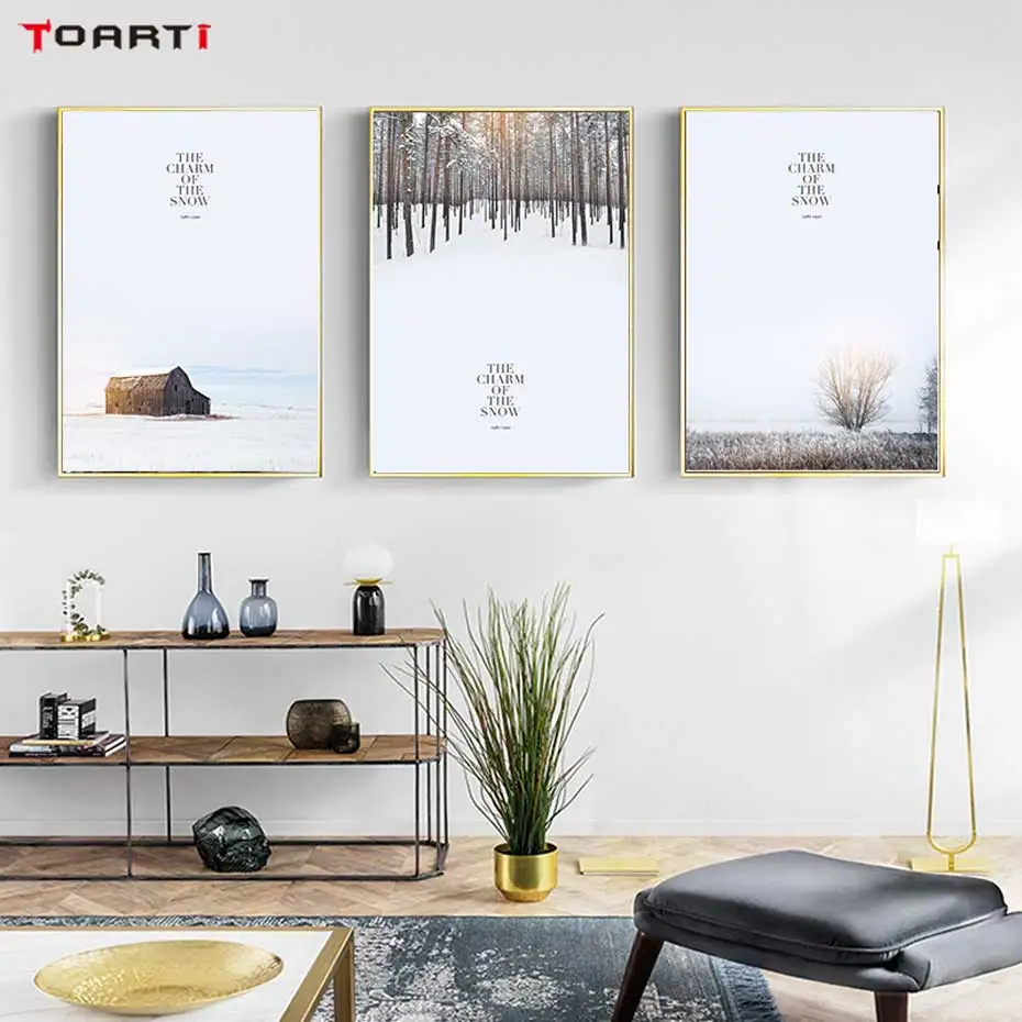 Beautiful Snow Landscape Posters Prints The Charm Of The Snow Quotes Canvas Painting On The Wall Modern Art Pictures Home Decor (3)