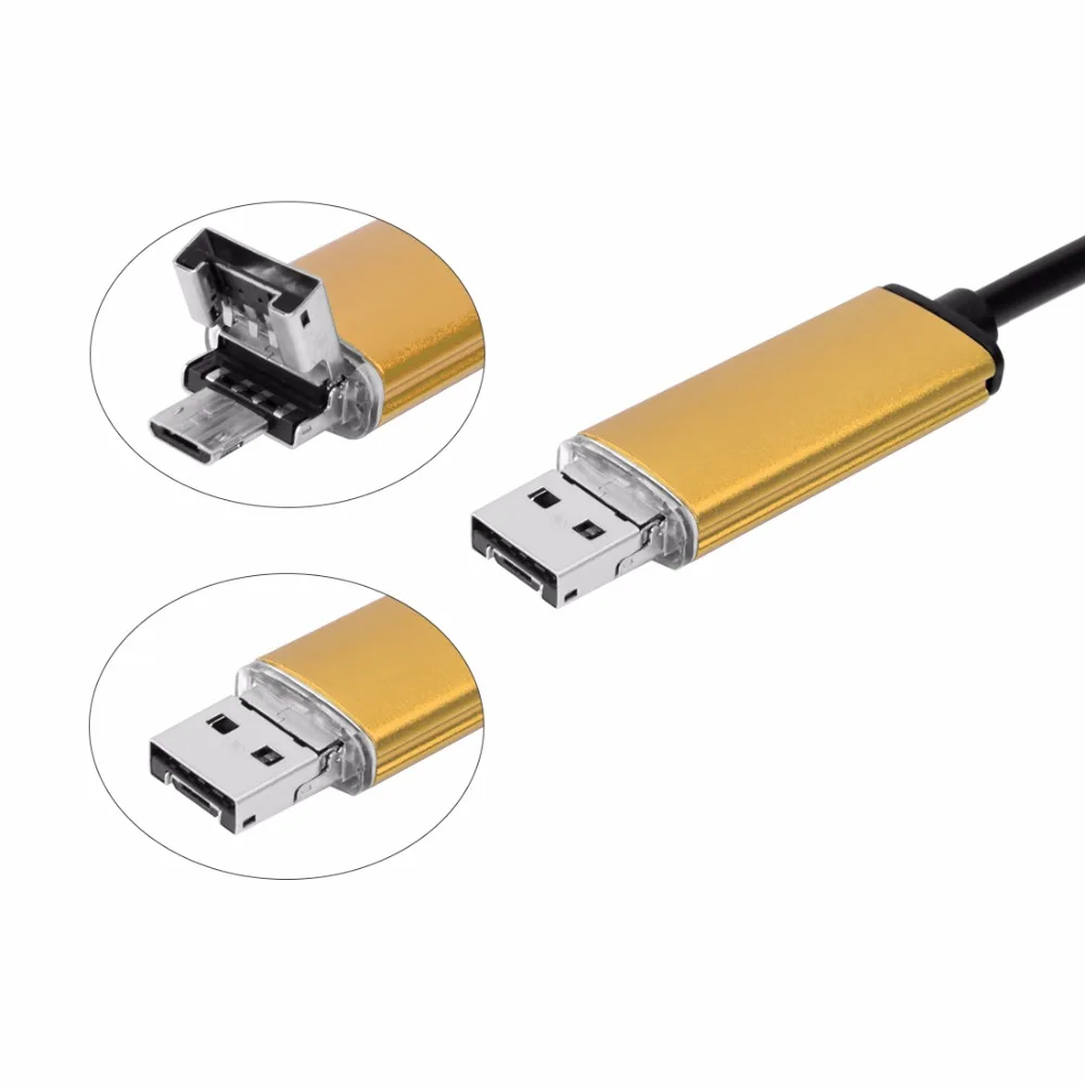 Prostormer 8 мм 2в1 USB эндоскоп камера 6Led Broscope ПК Android задняя золотая 2/5/10 м|Бороскопы| |