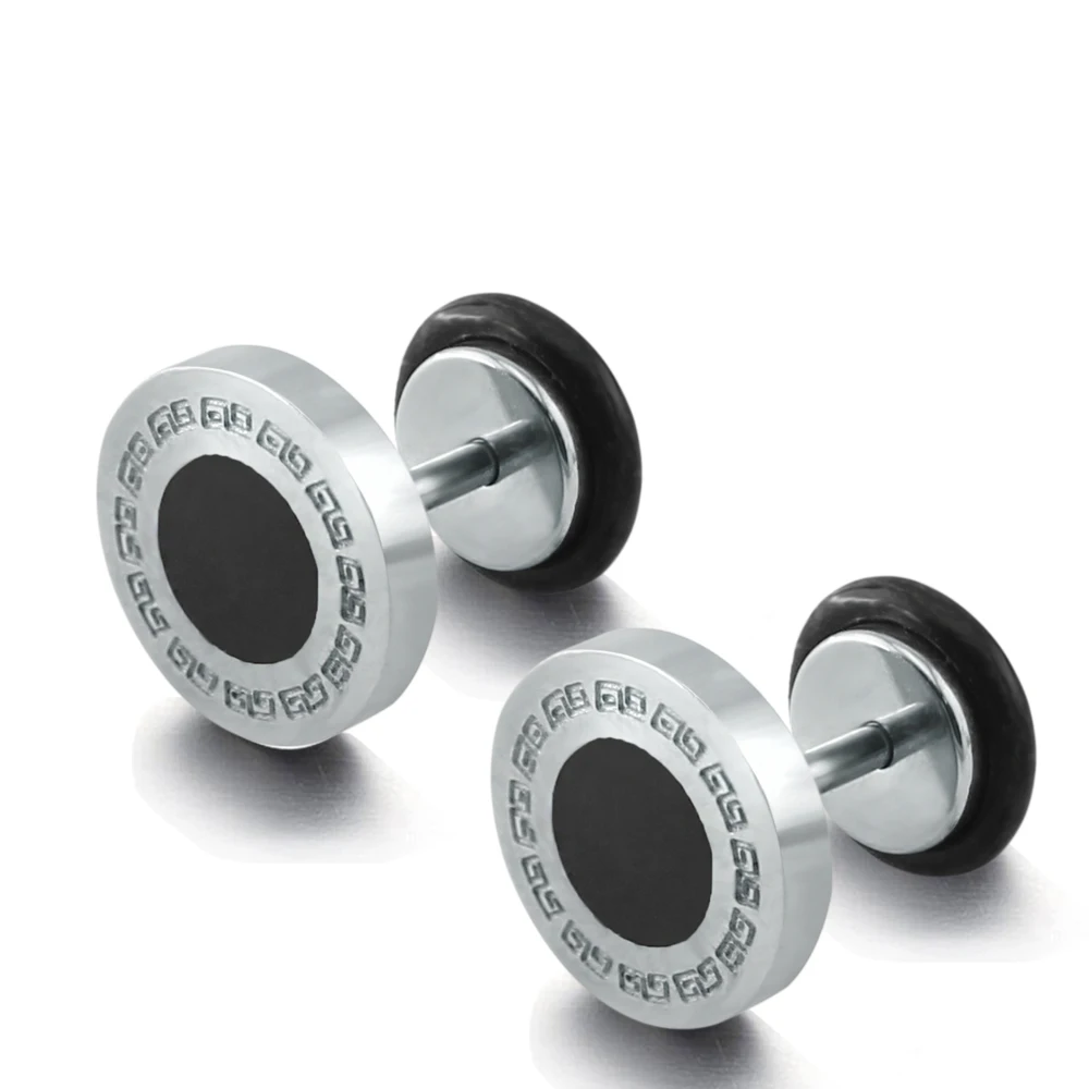 1Pair High Quality Fake Ear Plug Stainless Steel Ear Stud Earrings Fake