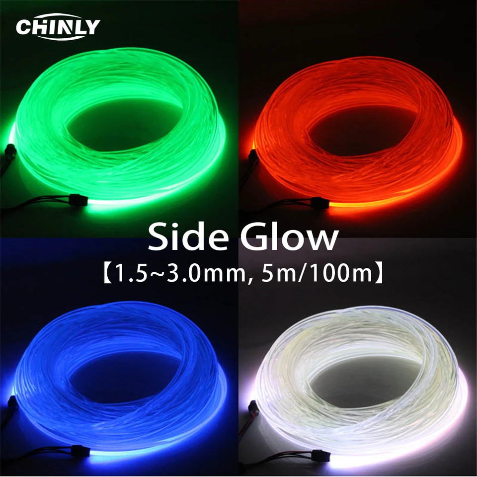100m 2.0mm Side Glow PMMA LED Fiber Optic Cable For Car Outline - View #13