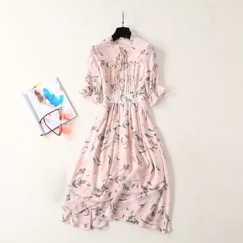 

HIGH QUALITY Newest 2020 Summer Runway Dress Women's Short Sleeve Casual Floral Print Mid-calf Dress