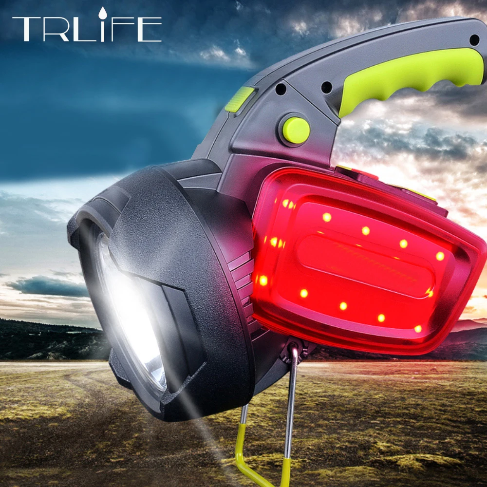

Handheld LED USB Searchlight Lantern Portable Rechargeable 18650 Lamp Flashlight Torch 500M Irradiation Distance White Red Light