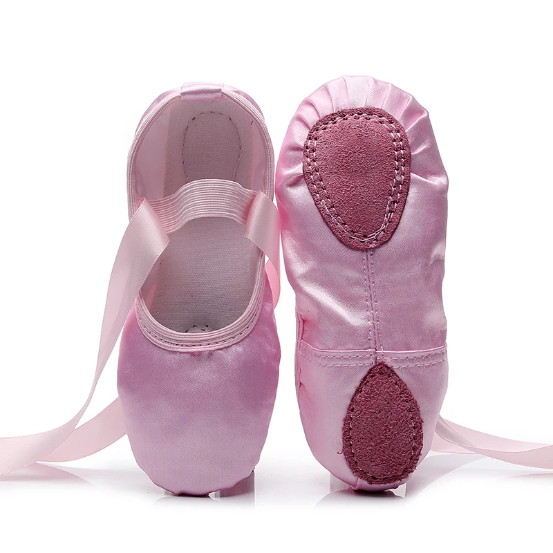 Детская обувь для начинающих, для занятий танцами, мягкая подошва, атлас, балетные костюмы для девочки Тапочки, танцевальные балетки
