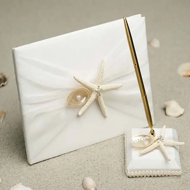 

Wedding Name Date Romantic English Beach Style Shellfish Starfish Signature Guest Book Engagement Party Anniversary Supplies HR