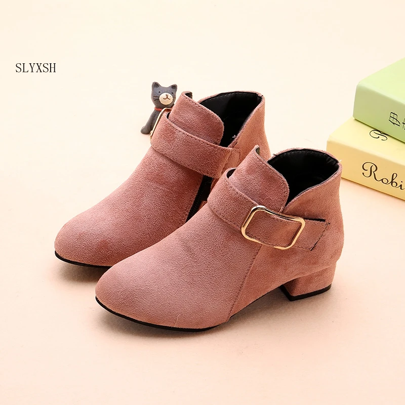 

2018 autumn new girls boots /children's snow boots non-slip PU artificial short plush sewing thread kids cotton shoes sneakers