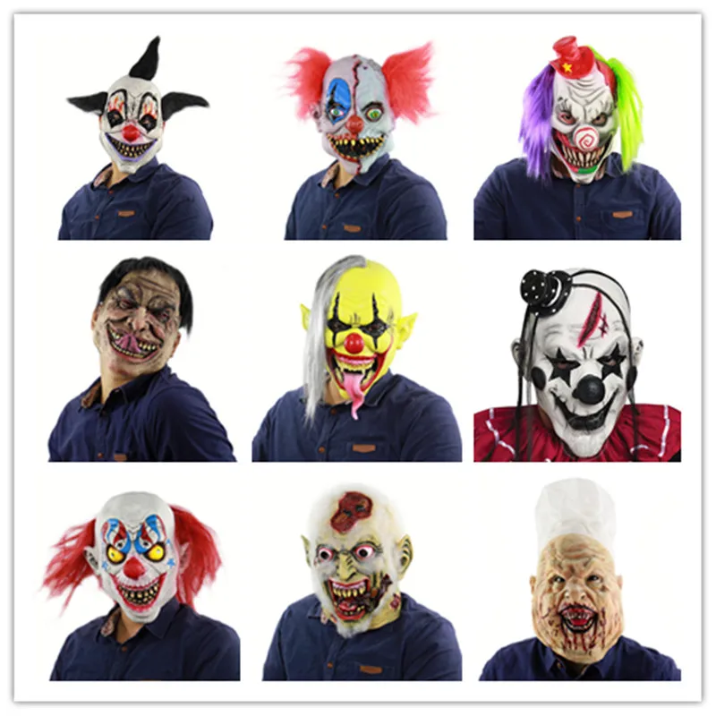 

Halloween Latex Horror Mask Joker Scary Costume Old Man crazy chef costume Cosplay Mask Hair Clown Masquerade Party Elm Street