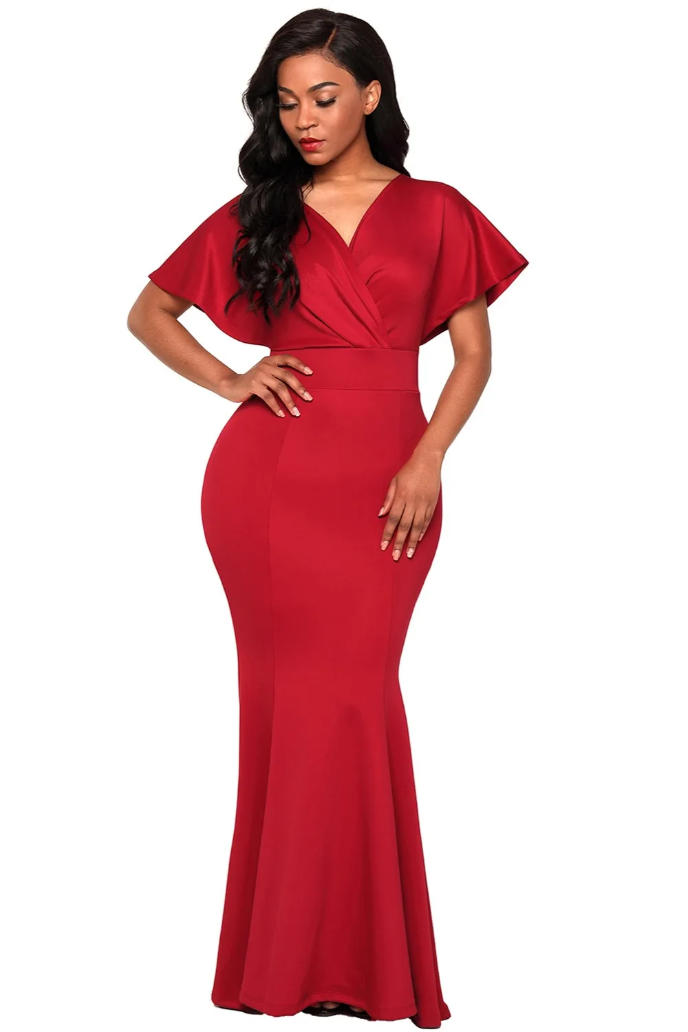 Red-Off-The-Shoulder-Mermaid-Maxi-Dress-LC61944-3-3