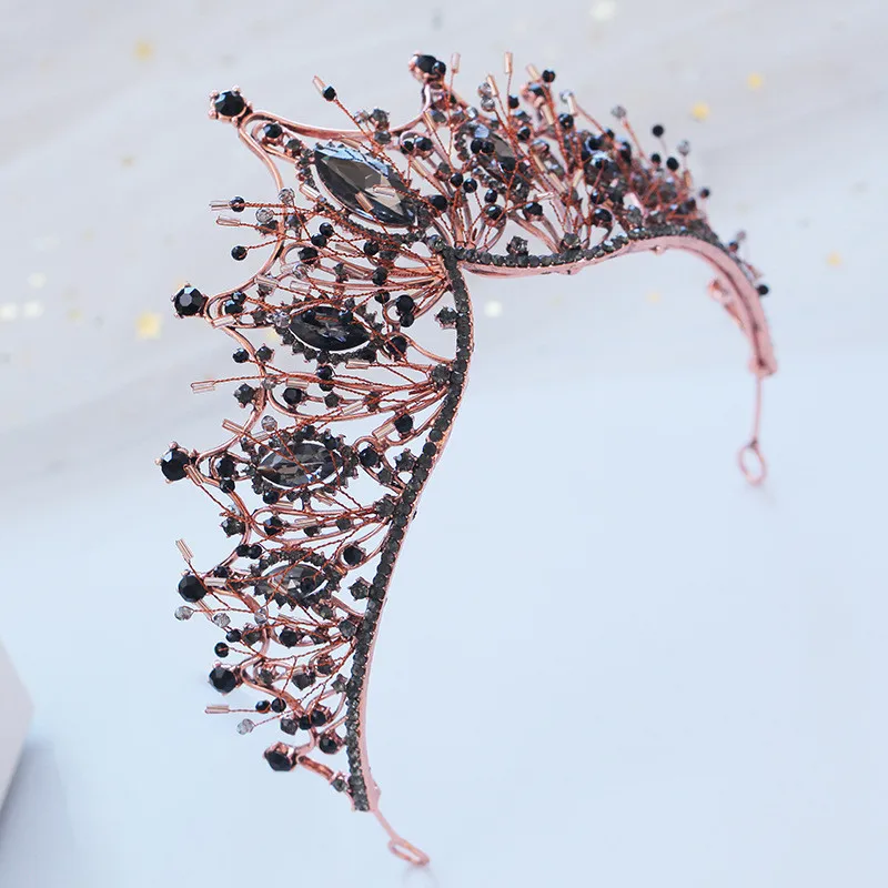 CC Свадебные украшения Корона Тиара для волос в стиле барокко обручение аксессуары для волос для невесты Капля воды черный кубический цирконий XY373