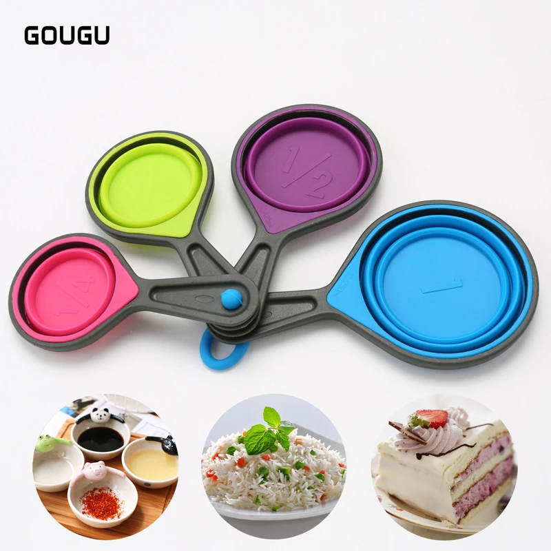 

Hotsale 4pcs/set GOUGU Silicone Measuring Spoons Scale Scoop Set Sugar Salt Flour Measure Cups Spoon Kitchen Baking Tools